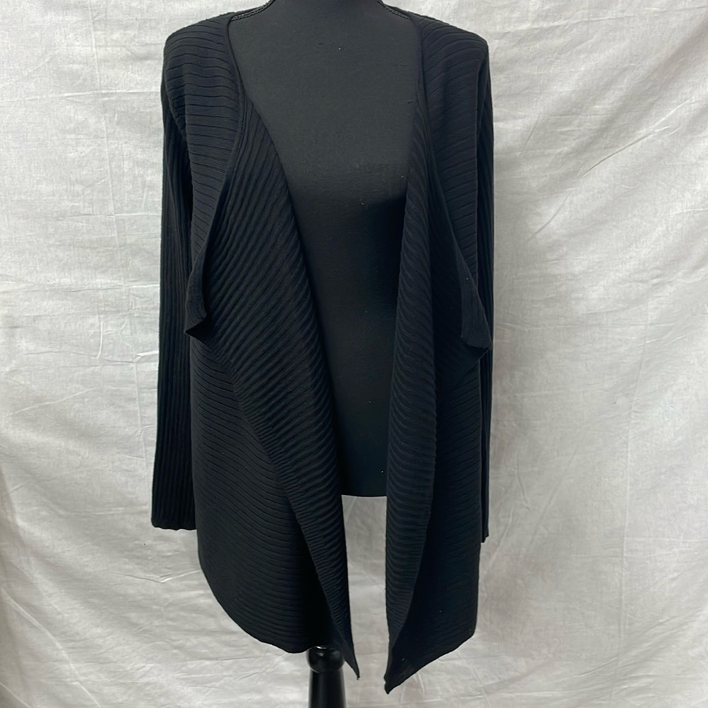 Croft & Barrow cotton blend, wrap style, open front cardigan, black, size Large